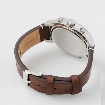 Tommy Hilfiger Brown Leather Strap Parchment Watch